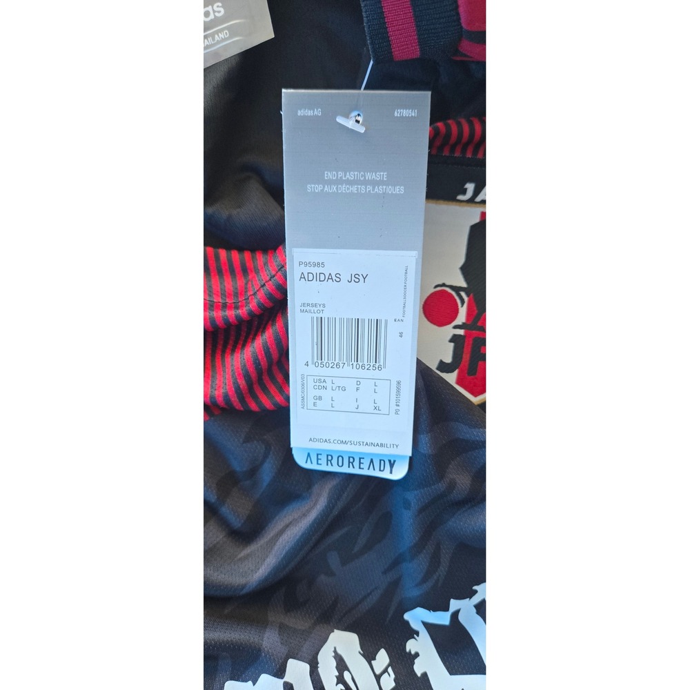 Adidas Eladio Carrion Japan World Tour 2025 Soccer Jersey Black Red Mens L NEW - Picture 5 of 6